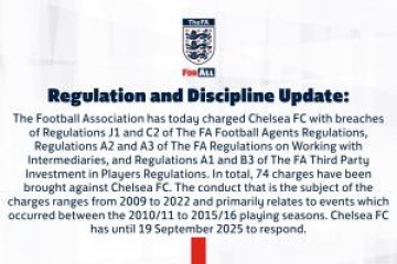 英足总官方：对切尔西提起74项财务指控，涉及2009年-2022年间